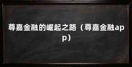 尊嘉金融的崛起之路(尊嘉金融app)