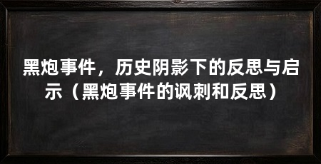 黑炮事件，历史阴影下的反思与启示（黑炮事件的讽刺和反思）