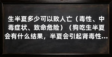 生半夏多少可以致人亡（毒性、中毒症状、致命危险）（狗吃生半夏会有什么结果，半夏会引起肾毒性吗，半夏会有什么结果