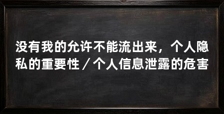 没有我的允许不能流出来,个人隐私的重要性/个人信息泄露的危害
