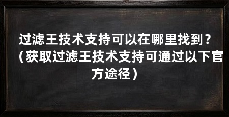 过滤王技术支持可以在哪里找到?(获取过滤王技术支持可通过以下官方途径)