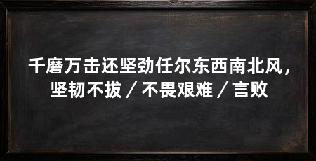 千磨万击还坚劲任尔东西南北风,坚韧不拔/不畏艰难/言败