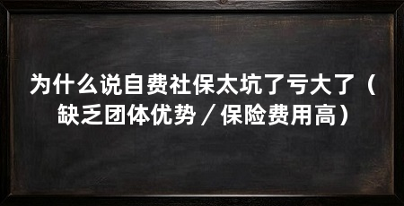 为什么说自费社保太坑了亏大了（缺乏团体优势／保险费用高）