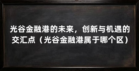 光谷金融港的未来，创新与机遇的交汇点（光谷金融港属于哪个区）