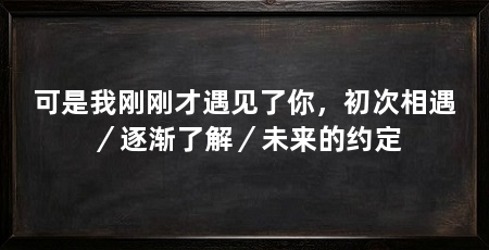 可是我刚刚才遇见了你,初次相遇/逐渐了解/未来的约定