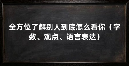 全方位了解别人到底怎么看你（字数、观点、语言表达）