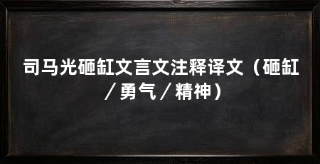 司马光砸缸文言文注释译文(砸缸/勇气/精神)