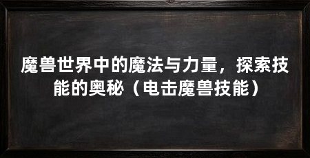 魔兽世界中的魔法与力量，探索技能的奥秘（电击魔兽技能）