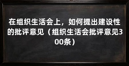 在组织生活会上，如何提出建设性的批评意见（组织生活会批评意见300条）