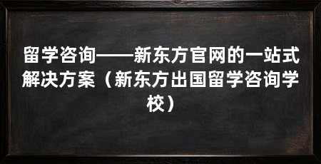 留学咨询——新东方官网的一站式解决方案（新东方出国留学咨询学校）