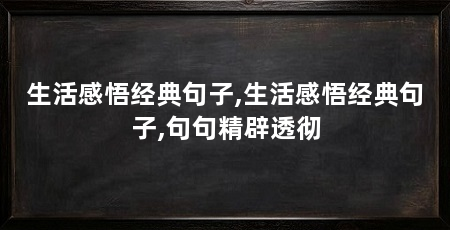 生活感悟经典句子,生活感悟经典句子,句句精辟透彻