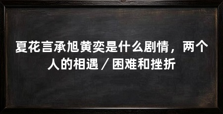 夏花言承旭黄奕是什么剧情,两个人的相遇/困难和挫折