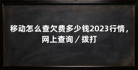 移动怎么查欠费多少钱2023行情，网上查询／拨打