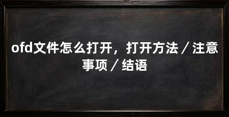 ofd文件怎么打开,打开方法/注意事项/结语
