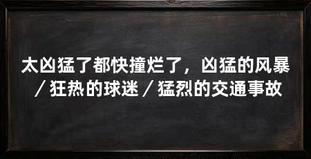 太凶猛了都快撞烂了,凶猛的风暴/狂热的球迷/猛烈的交通事故