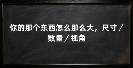 你的那个东西怎么那么大,尺寸/数量/视角