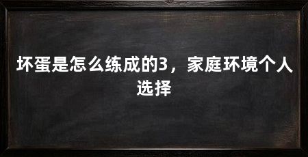 坏蛋是怎么练成的3,家庭环境个人选择