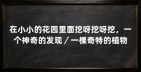 在小小的花园里面挖呀挖呀挖，一个神奇的发现／一棵奇特的植物