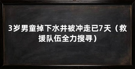 3岁男童掉下水井被冲走已7天(救援队伍全力搜寻)