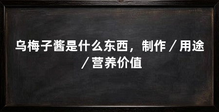 乌梅子酱是什么东西，制作／用途／营养价值