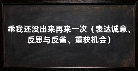 乖我还没出来再来一次(表达诚意、反思与反省、重获机会)
