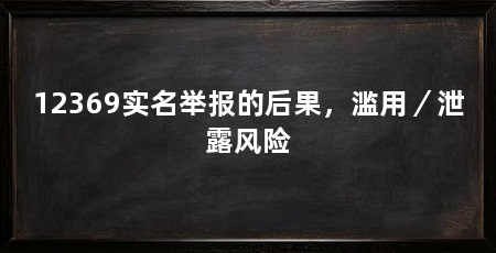 12369实名举报的后果，滥用／泄露风险