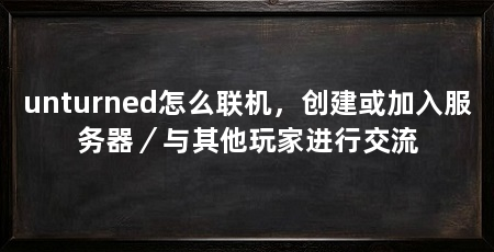 unturned怎么联机,创建或加入服务器/与其他玩家进行交流