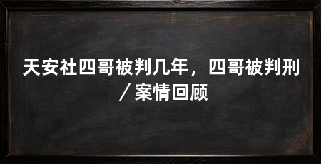 天安社四哥被判几年，四哥被判刑／案情回顾