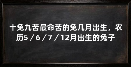 十兔九苦最命苦的兔几月出生，农历5／6／7／12月出生的兔子