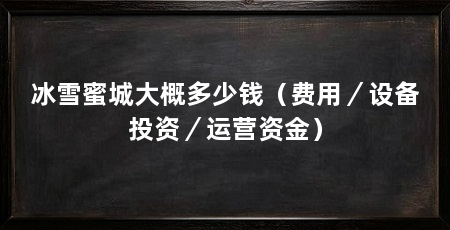 冰雪蜜城大概多少钱（费用／设备投资／运营资金）