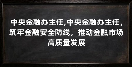中央金融办主任,中央金融办主任，筑牢金融安全防线，推动金融市场高质量发展