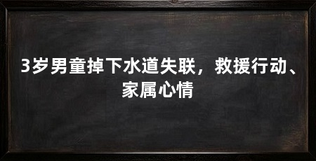 3岁男童掉下水道失联,救援行动、家属心情