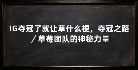 IG夺冠了就让草什么梗，夺冠之路／草莓团队的神秘力量