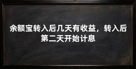 余额宝转入后几天有收益，转入后第二天开始计息
