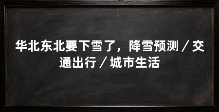 华北东北要下雪了,降雪预测/交通出行/城市生活