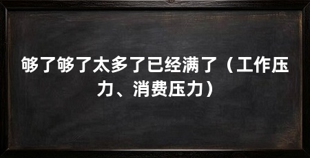 够了够了太多了已经满了(工作压力、消费压力)