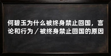 何碧玉为什么被终身禁止回国，言论和行为／被终身禁止回国的原因
