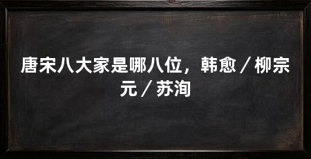 唐宋八大家是哪八位，韩愈／柳宗元／苏洵