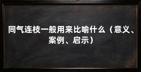 同气连枝一般用来比喻什么(意义、案例、启示)