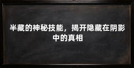 半藏的神秘技能，揭开隐藏在阴影中的真相