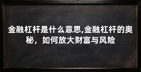 金融杠杆是什么意思,金融杠杆的奥秘，如何放大财富与风险