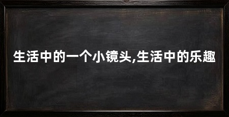 生活中的一个小镜头,生活中的乐趣