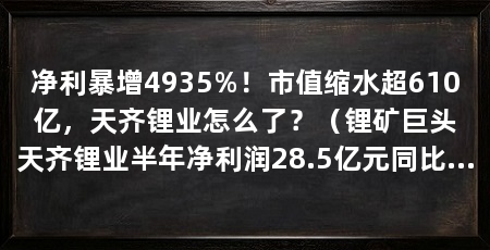 净利暴增4935%!市值缩水超610亿,天齐锂业怎么了?(锂矿巨头天齐锂业半年净利润28.5亿元同比增长3276%