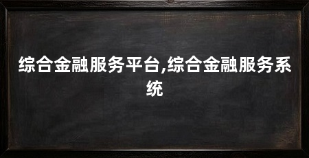 综合金融服务平台,综合金融服务系统