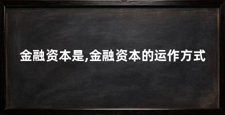 金融资本是,金融资本的运作方式