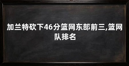 加兰特砍下46分篮网东部前三,篮网队排名