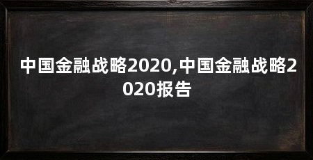 中国金融战略2020,中国金融战略2020报告