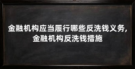 金融机构应当履行哪些反洗钱义务,金融机构反洗钱措施