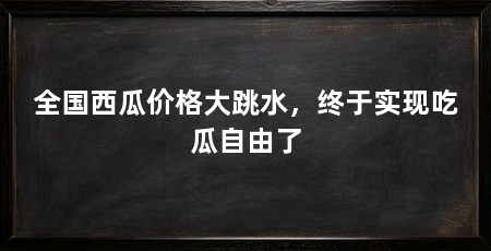 全国西瓜价格大跳水,终于实现吃瓜自由了