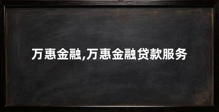 万惠金融,万惠金融贷款服务